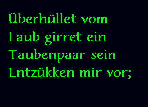 Uberhullet vom
Laub girret ein
Taubenpaar sein
Entzukken mir von