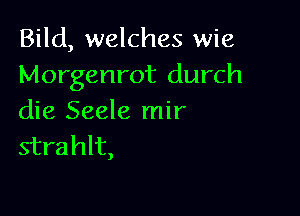 Bild, welches wie
Morgenrot durch

die Seele mir
strahlt,