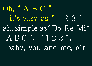 Oh, (( A B C n ,
ifs easy as (( 1 2 3 n
ah, simple as D0, Re, Mi?

((ABCw, ((123)),
baby, you and me, girl