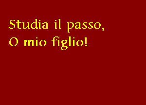 Studia il passo,
O mio figlio!