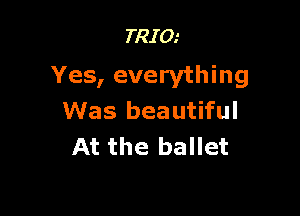 TRIO.'

Yes, everything

Was beautiful
At the ballet