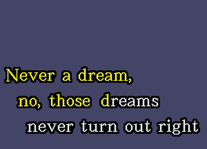 Never a dream,

no, those dreams

never turn out right