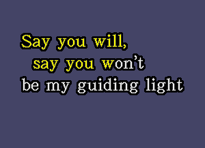 Say you Will,
say you wonyt

be my guiding light