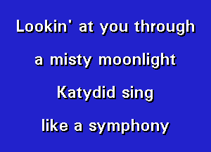 Lookin' at you through

a misty moonlight

Katydid sing

like a symphony