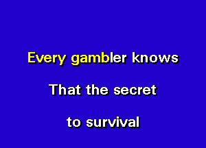 Every gambler knows

That the secret

to survival