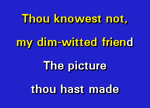 Thou knowest not,

my dim-witted friend

The picture

thou hast made
