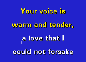 Your voice is

warm and tender,

la love that I

could not forsake