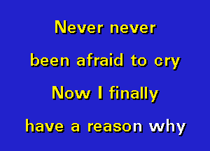 Never never
been afraid to cry

Now I finally

have a reason why