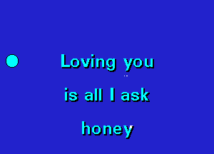 O Loving you

is all I ask

honey