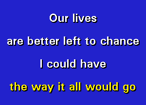 Our lives
are better left to chance

I could have

the way it all would go