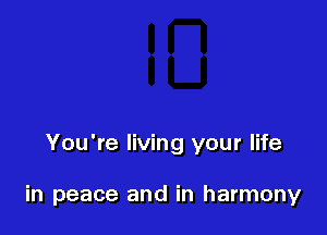 You're living your life

in peace and in harmony