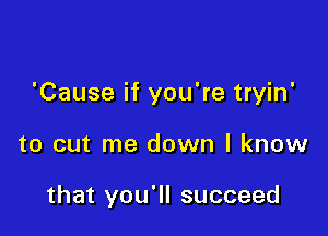 'Cause if you're tryin'

to cut me down I know

that you'll succeed