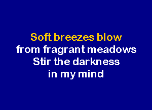 Soft breezes blow
from fragrant meadows

Stir the darkness
in my mind