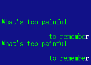 What s too painful

to remember
What,s too painful

to remember