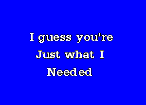 I guess you're

Just what I
Need ed