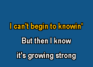 I can't begin to knowin'

But then I know

it's growing strong