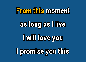 From this moment
as long as I live

I will love you

I promise you this