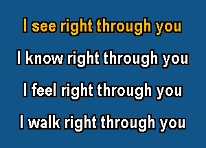 I see right through you
lknow right through you
lfeel right through you

lwalk right through you