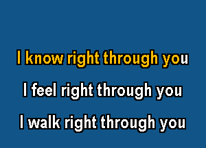 lknow right through you
lfeel right through you

lwalk right through you