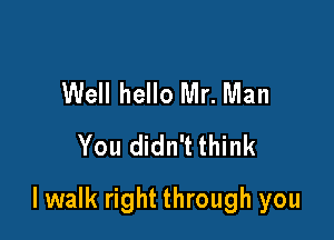 Well hello Mr. Man
You didn't think

lwalk right through you