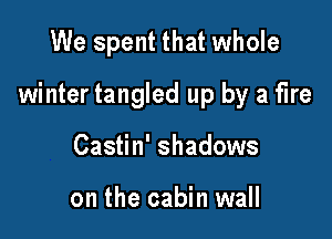 We spent that whole

winter tangled up by a tire

Castin' shadows

on the cabin wall