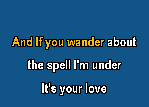 And If you wander about

the spell I'm under

It's your love