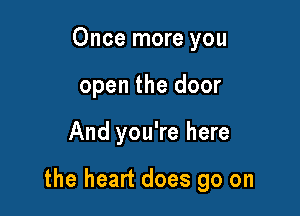 Once more you
open the door

And you're here

the heart does go on