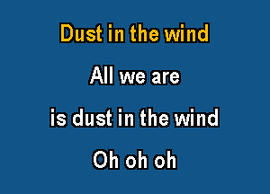 Dust in the wind

All we are

is dust in the wind

Oh oh oh