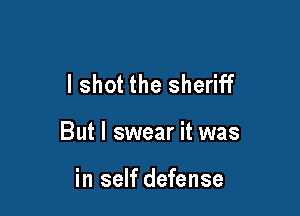 I shot the sheriff

But I swear it was

in self defense