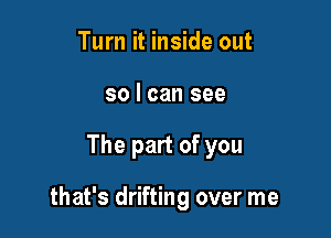 Turn it inside out
so I can see

The part of you

that's drifting over me