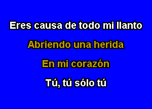 Eres causa de todo mi Ilanto
Abriendo una herida

En mi corazbn

Tl'l, tL'l sblo tl'l