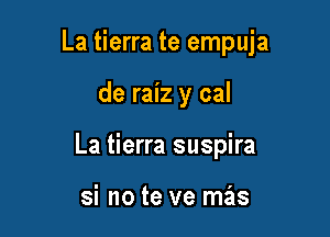 La tierra te empuja

de raiz y cal
La tierra suspira

si no te ve mas