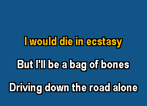 Iwould die in ecstasy

But I'll be a bag of bones

Driving down the road alone