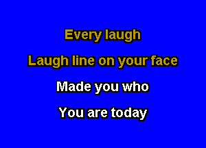 Every laugh
Laugh line on your face

Made you who

You are today