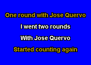 One round with Jose Quervo
I went two rounds

With Jose Quervo

Started counting again