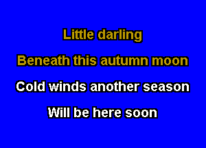 Little darling

Beneath this autumn moon
Cold winds another season

Will be here soon