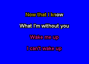 Now that I know

What I'm without you