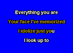 Everything you are

Your face I've memorized

l idolize just you

Hook up to