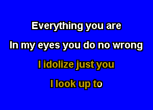 Everything you are

In my eyes you do no wrong

I idolize just you

Hook up to