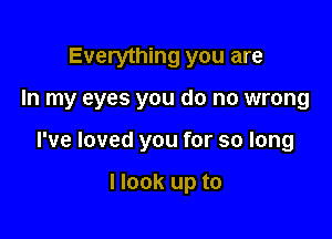 Everything you are

In my eyes you do no wrong

I've loved you for so long

I look up to