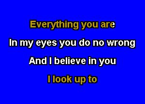 Everything you are

In my eyes you do no wrong

And I believe in you

Hook up to