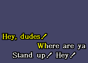 Hey, dudes!
Where are ya
Stand up .I' Hey!