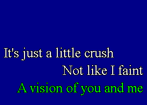 It's just a little crush
Not like I faint

A vision of you and me