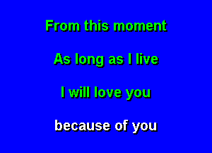 From this moment
As long as I live

I will love you

because of you