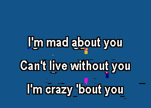 I'm mad ghgut you

Can't live without you

I'm crazy 'bbut you