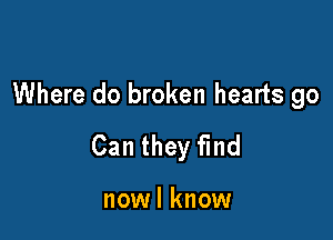 Where do broken hearts go

Can they find

nowl know