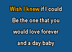 Wish I knew ifl could

Be the one that you

would love forever

and a day baby
