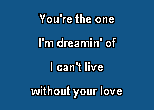 You're the one
I'm dreamin' of

I can't live

without your love