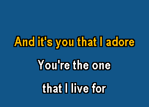 And it's you that I adore

You're the one

that I live for