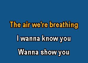 The air we're breathing

lwanna know you

Wanna show you